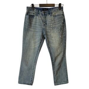 WHO What Wear Women's 6 Y2K 90's Pearl Embellished Mom Denim Jeans Streetwear